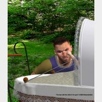 The man with the child in h